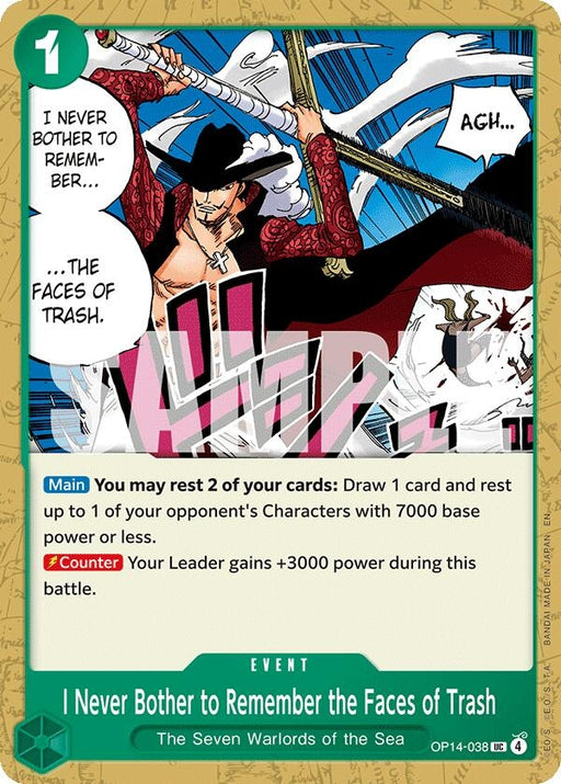 Image for I Never Bother to Remember the Faces of Trash (OP14-038) [The Azure Sea's Seven] - One Piece Card Game