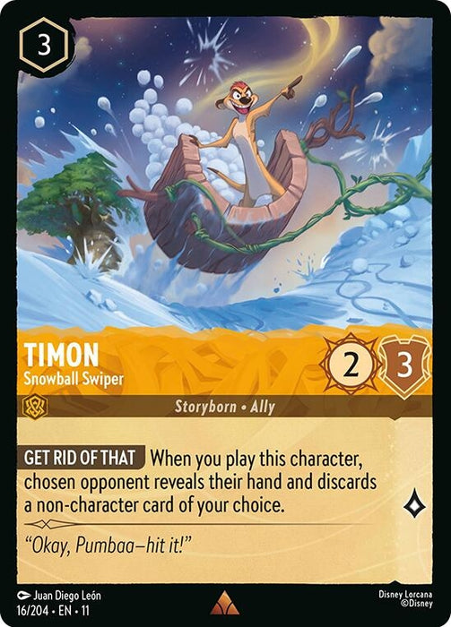 Image for Timon - Snowball Swiper (16/204) (Cold Foil) [Winterspell] - Disney Lorcana