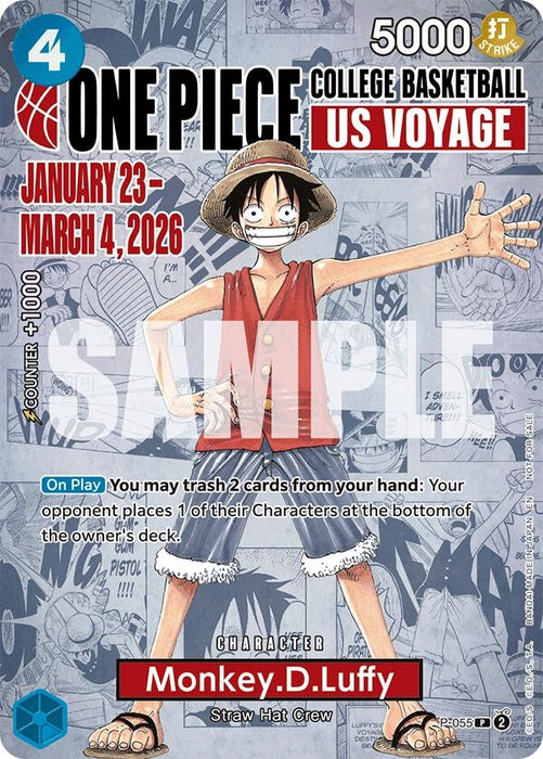 Monkey.D.Luffy (055) (College Basketball US Voyage) (P-055) (Foil) [One Piece Promotion Cards]