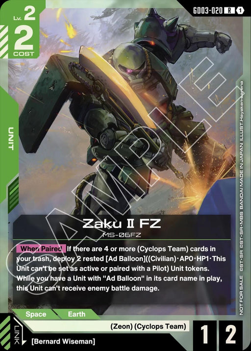 Image for Zaku II FZ (GD03 Release Event) (GD03-020) (Holofoil) [Gundam Promotional Cards] - Gundam Card Game