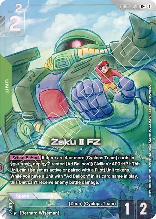 Image for Zaku II FZ (R+) (GD03-020) (Holofoil) [Steel Requiem] - Gundam Card Game