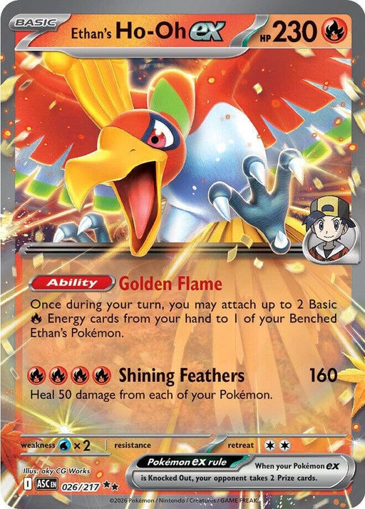 Image for Ethan's Ho-Oh ex (026/217) (Holofoil) [ME: Ascended Heroes] - Pokemon