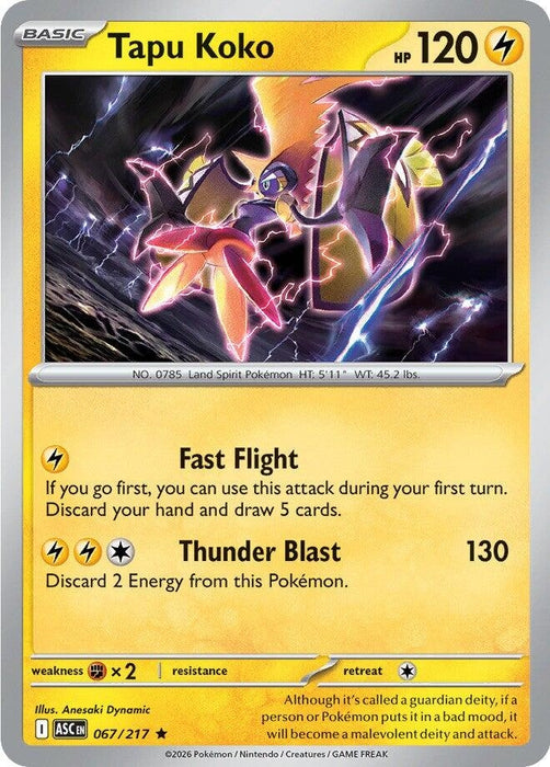 Image for Tapu Koko (067/217) (Holofoil) [ME: Ascended Heroes] - Pokemon
