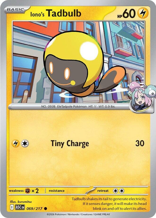 Image for Iono's Tadbulb (069/217) [ME: Ascended Heroes] - Pokemon