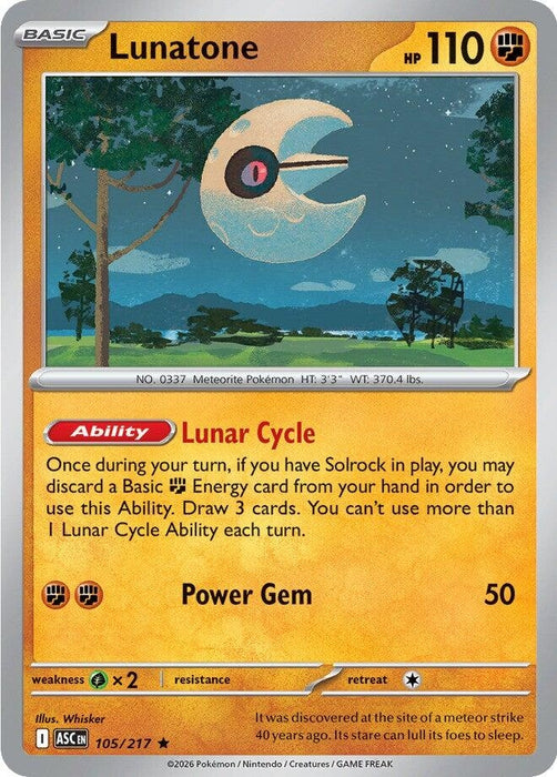 Image for Lunatone (105/217) (Holofoil) [ME: Ascended Heroes] - Pokemon