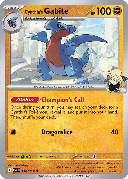 Image for Cynthia's Gabite (110/217) [ME: Ascended Heroes] - Pokemon