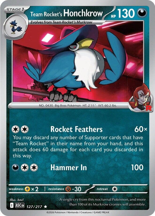 Image for Team Rocket's Honchkrow (127/217) (Holofoil) [ME: Ascended Heroes] - Pokemon