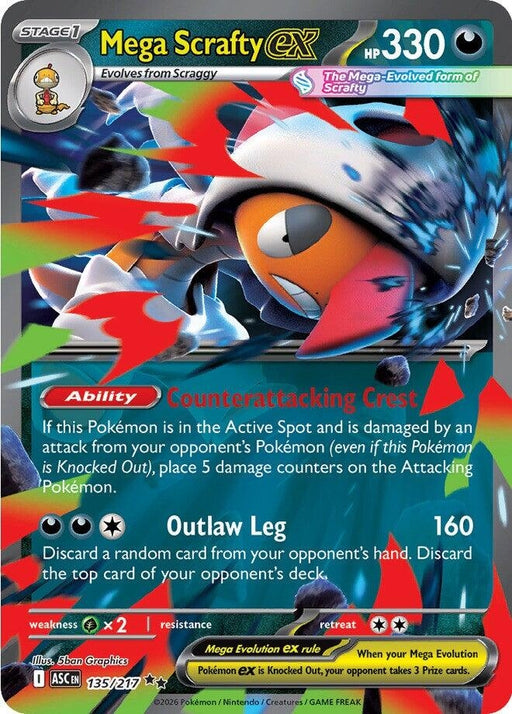 Image for Mega Scrafty ex (135/217) (Holofoil) [ME: Ascended Heroes] - Pokemon