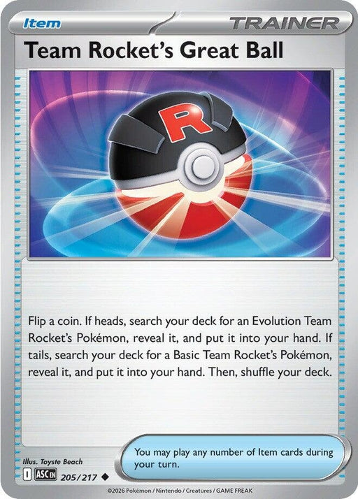 Image for Team Rocket's Great Ball (205/217) (Reverse Holofoil) [ME: Ascended Heroes] - Pokemon