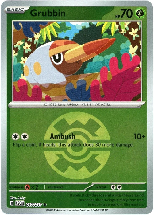 Image for Grubbin (Quick Ball) (017/217) (Reverse Holofoil) [ME: Ascended Heroes] - Pokemon