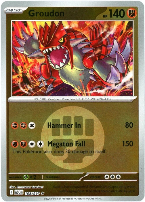 Image for Groudon (Energy Symbol Pattern) (108/217) (Reverse Holofoil) [ME: Ascended Heroes] - Pokemon
