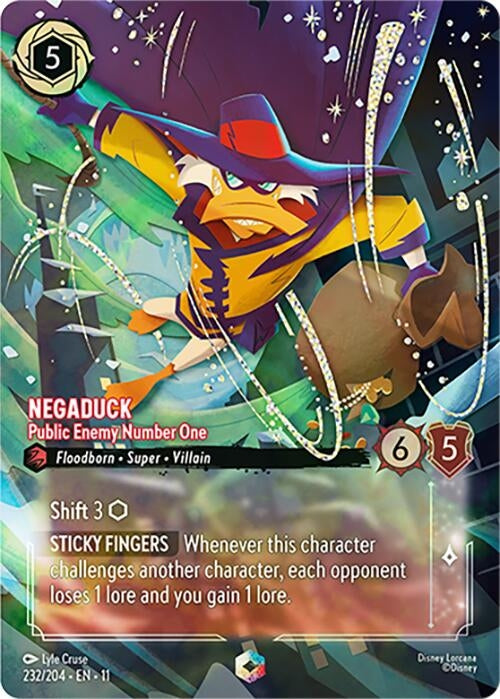 Image for Negaduck - Public Enemy Number One (Enchanted) (232/204) (Holofoil) [Winterspell] - Disney Lorcana