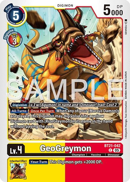 Image for GeoGreymon - BT21-042 (Reprint) (BT21-042 C) (Foil) [Advanced Booster Digimon Generation] - Digimon Card Game