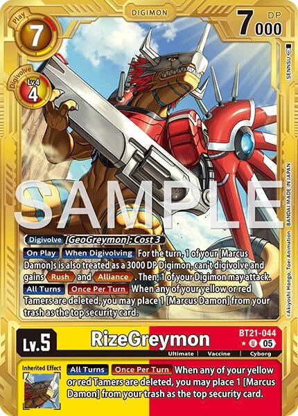 Image for RizeGreymon - BT21-044 (Gold Border) (BT21-044 U) (Foil) [Advanced Booster Digimon Generation] - Digimon Card Game