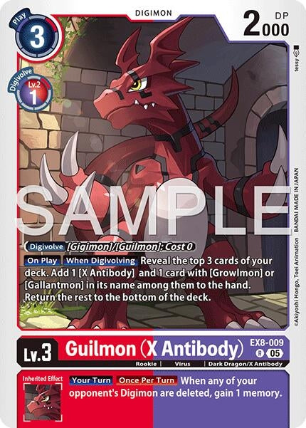 Image for Guilmon (X Antibody) (Reprint) (EX8-009 R) (Foil) [Advanced Booster Digimon Generation] - Digimon Card Game