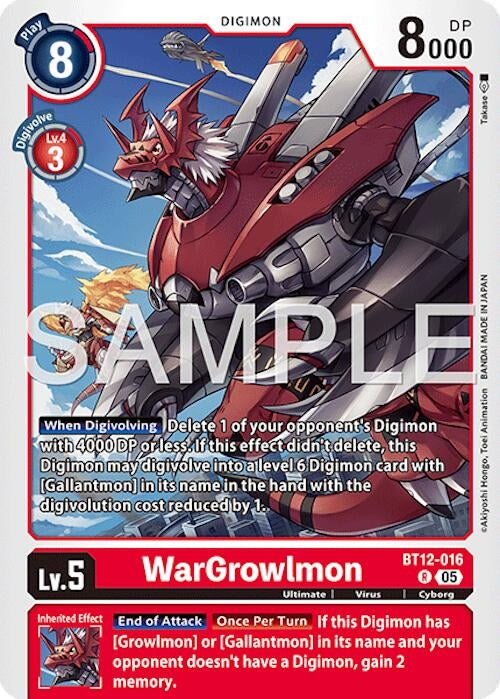 Image for WarGrowlmon - BT12-016 (Reprint) (BT12-016 R) (Foil) [Advanced Booster Digimon Generation] - Digimon Card Game