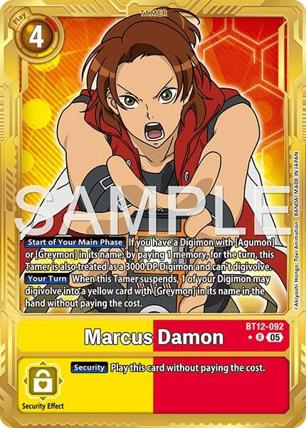 Image for Marcus Damon - BT12-092 (Gold Border) (BT12-092 R) (Foil) [Advanced Booster Digimon Generation] - Digimon Card Game