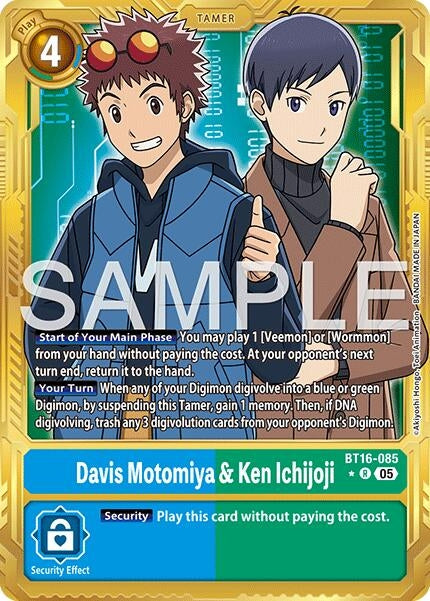 Image for Davis Motomiya & Ken Ichijoji (Gold Border) (BT16-085 R) (Foil) [Advanced Booster Digimon Generation] - Digimon Card Game