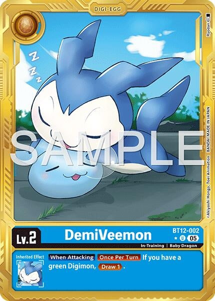 Image for DemiVeemon - BT12-002 (Gold Border) (BT12-002 U) (Foil) [Advanced Booster Digimon Generation] - Digimon Card Game