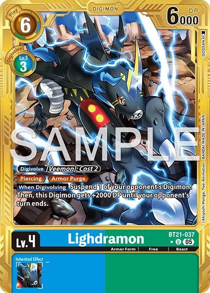 Image for Lighdramon (Gold Border) (BT21-037 U) (Foil) [Advanced Booster Digimon Generation] - Digimon Card Game