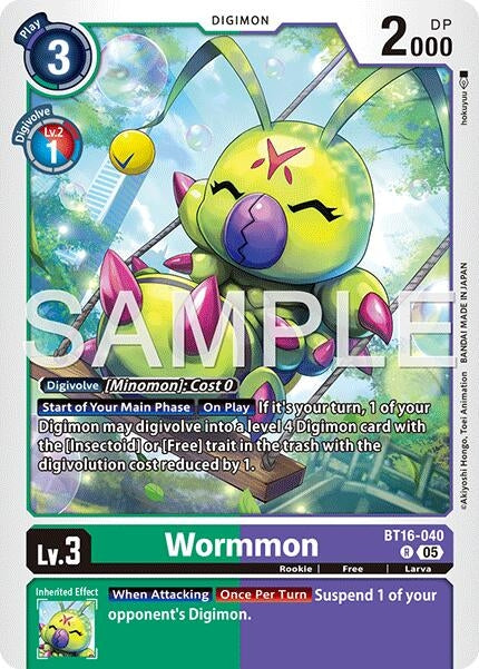 Image for Wormmon - BT16-040 (Reprint) (BT16-040 R) (Foil) [Advanced Booster Digimon Generation] - Digimon Card Game