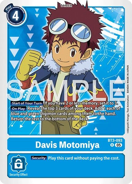 Image for Davis Motomiya (Reprint) (BT3-093 R) (Foil) [Advanced Booster Digimon Generation] - Digimon Card Game