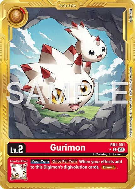 Image for Gurimon (Gold Border) (RB1-001 C) (Foil) [Advanced Booster Digimon Generation] - Digimon Card Game