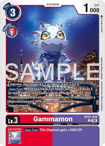 Image for Gammamon - BT21-010 (Reprint) (BT21-010 U) (Foil) [Advanced Booster Digimon Generation] - Digimon Card Game