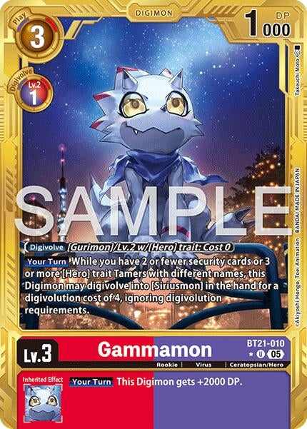 Image for Gammamon - BT21-010 (Gold Border) (BT21-010 U) (Foil) [Advanced Booster Digimon Generation] - Digimon Card Game