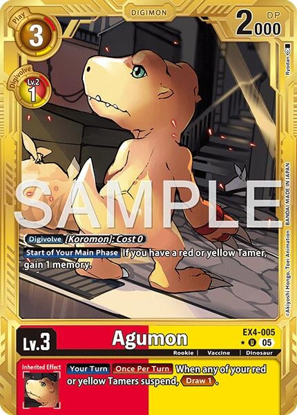 Image for Agumon - EX4-005 (Gold Border) (EX4-005 U) (Foil) [Advanced Booster Digimon Generation] - Digimon Card Game