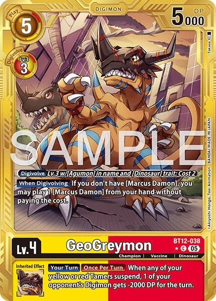 Image for GeoGreymon - BT12-038 (Gold Border) (BT12-038 C) (Foil) [Advanced Booster Digimon Generation] - Digimon Card Game
