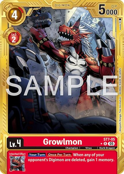 Image for Growlmon - ST7-05 (Gold Border) (ST7-05 R) (Foil) [Advanced Booster Digimon Generation] - Digimon Card Game