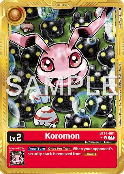 Image for Koromon - BT14-001 (Gold Border) (BT14-001 U) (Foil) [Advanced Booster Digimon Generation] - Digimon Card Game
