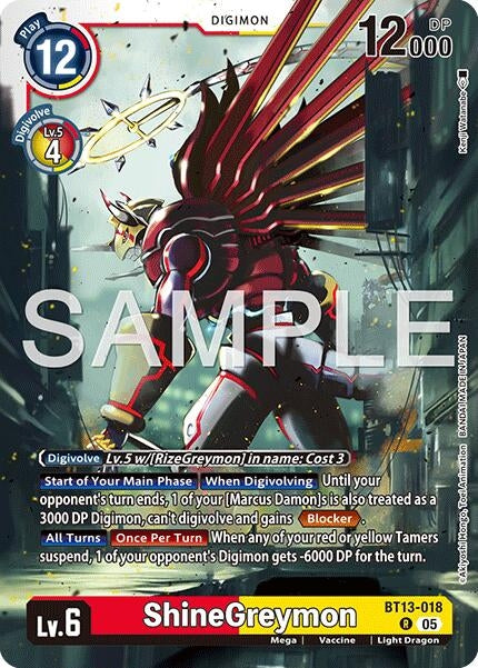 Image for ShineGreymon - BT13-018 (Reprint) (BT13-018 R) (Foil) [Advanced Booster Digimon Generation] - Digimon Card Game