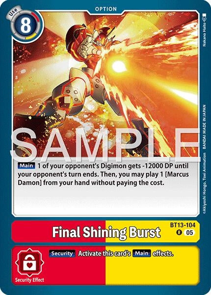 Image for Final Shining Burst (Reprint) (BT13-104 R) (Foil) [Advanced Booster Digimon Generation] - Digimon Card Game