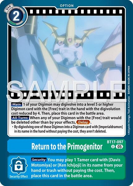 Image for Return to the Primogenitor (Reprint) (BT17-097 U) (Foil) [Advanced Booster Digimon Generation] - Digimon Card Game