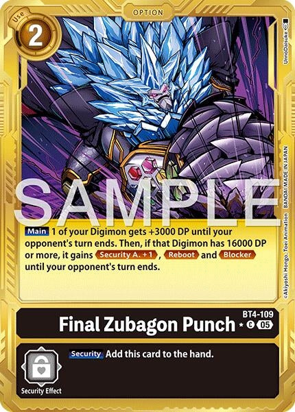 Image for Final Zubagon Punch (Gold Border) (BT4-109 C) (Foil) [Advanced Booster Digimon Generation] - Digimon Card Game