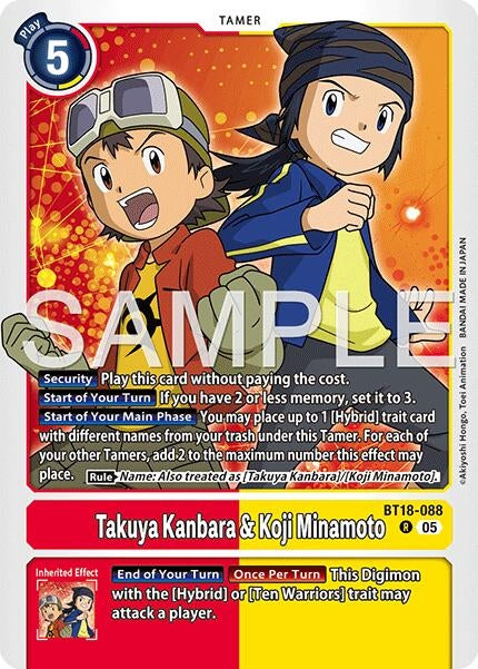 Image for Takuya Kanbara & Koji Minamoto (Reprint) (BT18-088 R) (Foil) [Advanced Booster Digimon Generation] - Digimon Card Game