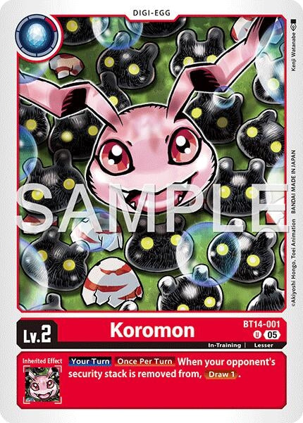 Image for Koromon - BT14-001 (Reprint) (BT14-001 U) (Foil) [Advanced Booster Digimon Generation] - Digimon Card Game