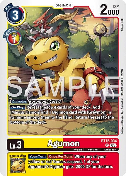 Image for Agumon - BT12-034 (Reprint) (BT12-034 C) (Foil) [Advanced Booster Digimon Generation] - Digimon Card Game
