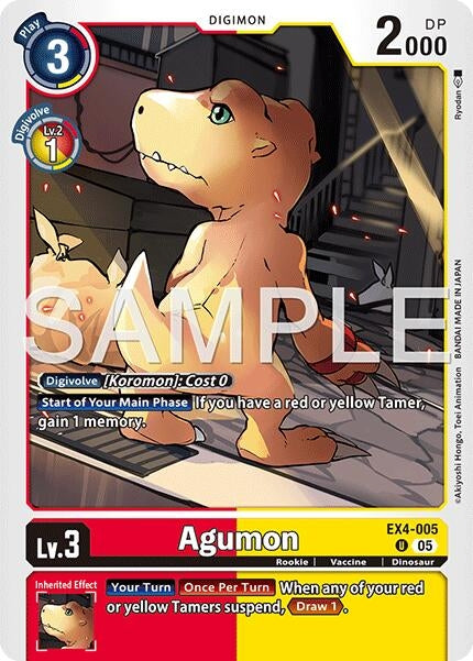 Image for Agumon - EX4-005 (Reprint) (EX4-005 U) (Foil) [Advanced Booster Digimon Generation] - Digimon Card Game