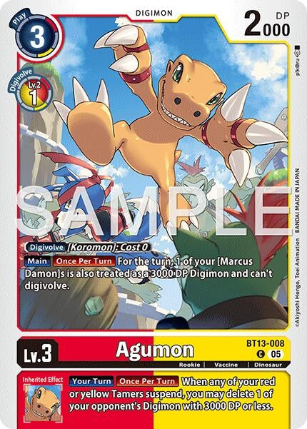 Image for Agumon - BT13-008 (Reprint) (BT13-008 C) (Foil) [Advanced Booster Digimon Generation] - Digimon Card Game
