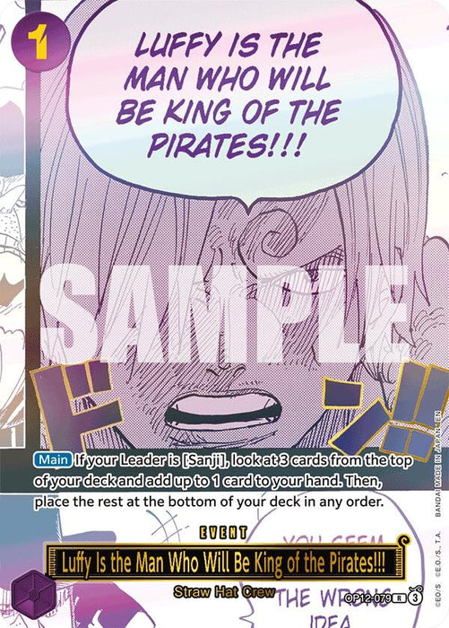 Luffy Is the Man Who Will Be King of the Pirates!!! (Japanese Version 3rd Anniversary Set) (OP12-079) (Foil) [One Piece Promotion Cards]