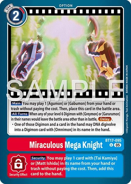 Image for Miraculous Mega Knight (Reprint) (BT17-095 U) (Foil) [Advanced Booster Digimon Generation] - Digimon Card Game