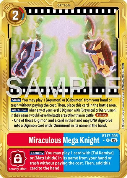 Image for Miraculous Mega Knight (Gold Border) (BT17-095 U) (Foil) [Advanced Booster Digimon Generation] - Digimon Card Game