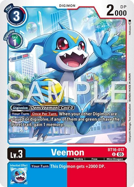 Image for Veemon - BT16-017 (Reprint) (BT16-017 U) (Foil) [Advanced Booster Digimon Generation] - Digimon Card Game