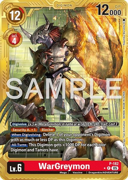 Image for WarGreymon - P-182 (Gold Border) (P-182 P) (Foil) [Advanced Booster Digimon Generation] - Digimon Card Game