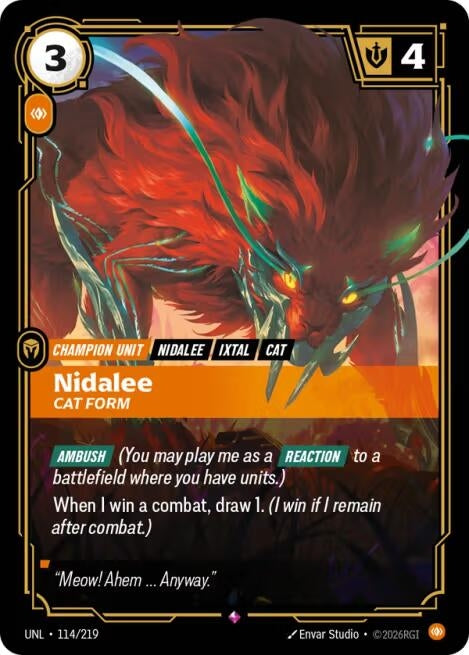 Image for Nidalee - Cat Form (114/219) (Foil) [Unleashed] - Riftbound: League of Legends Trading Card Game