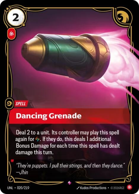 Image for Dancing Grenade (020/219) (Foil) [Unleashed] - Riftbound: League of Legends Trading Card Game