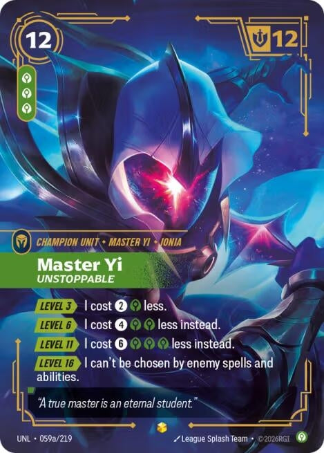 Image for Master Yi - Unstoppable (Alternate Art) (059a/219) (Foil) [Unleashed] - Riftbound: League of Legends Trading Card Game